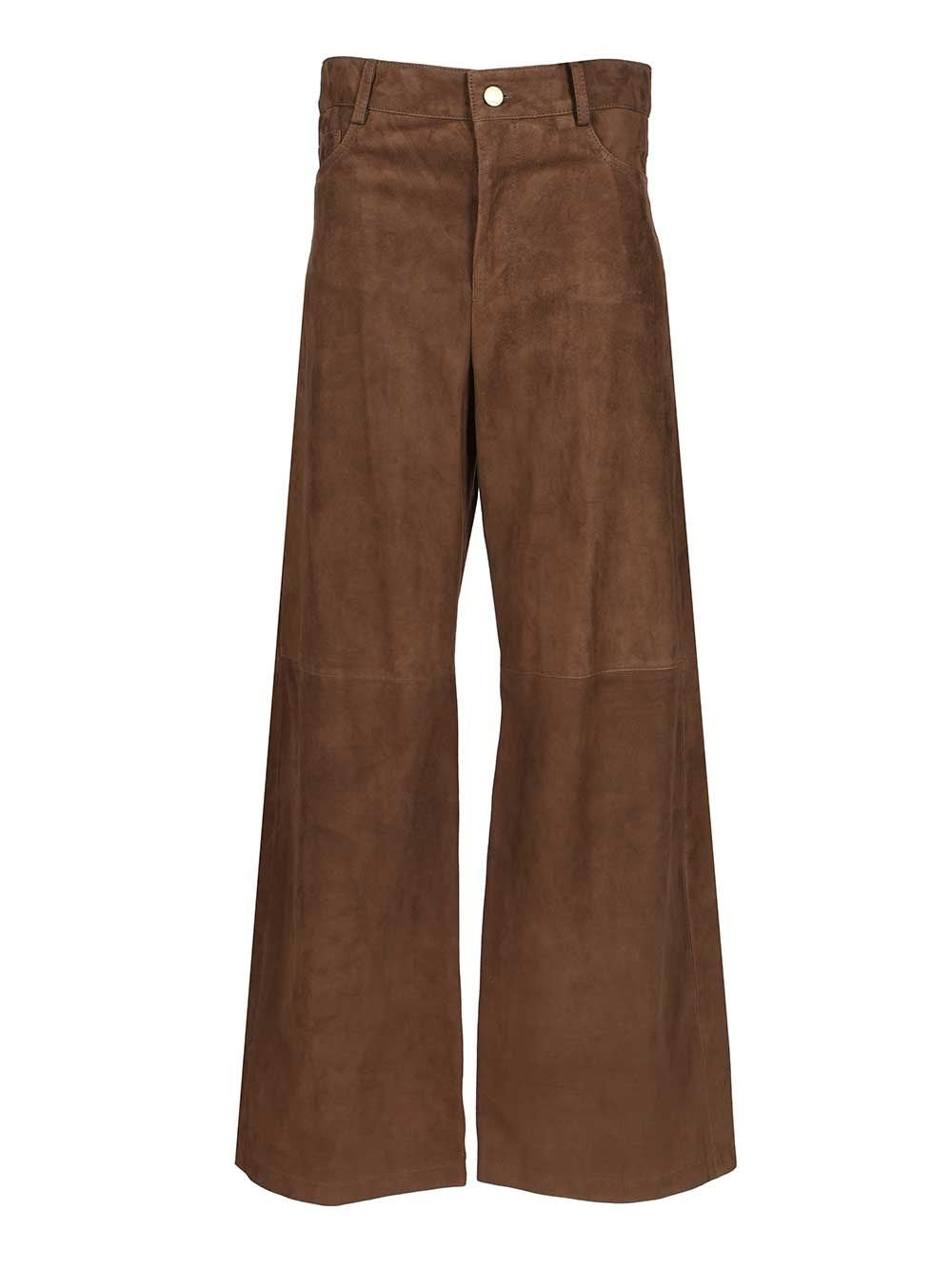'S Max Mara Women Wide-Leg Suede Trousers S MAX MARA