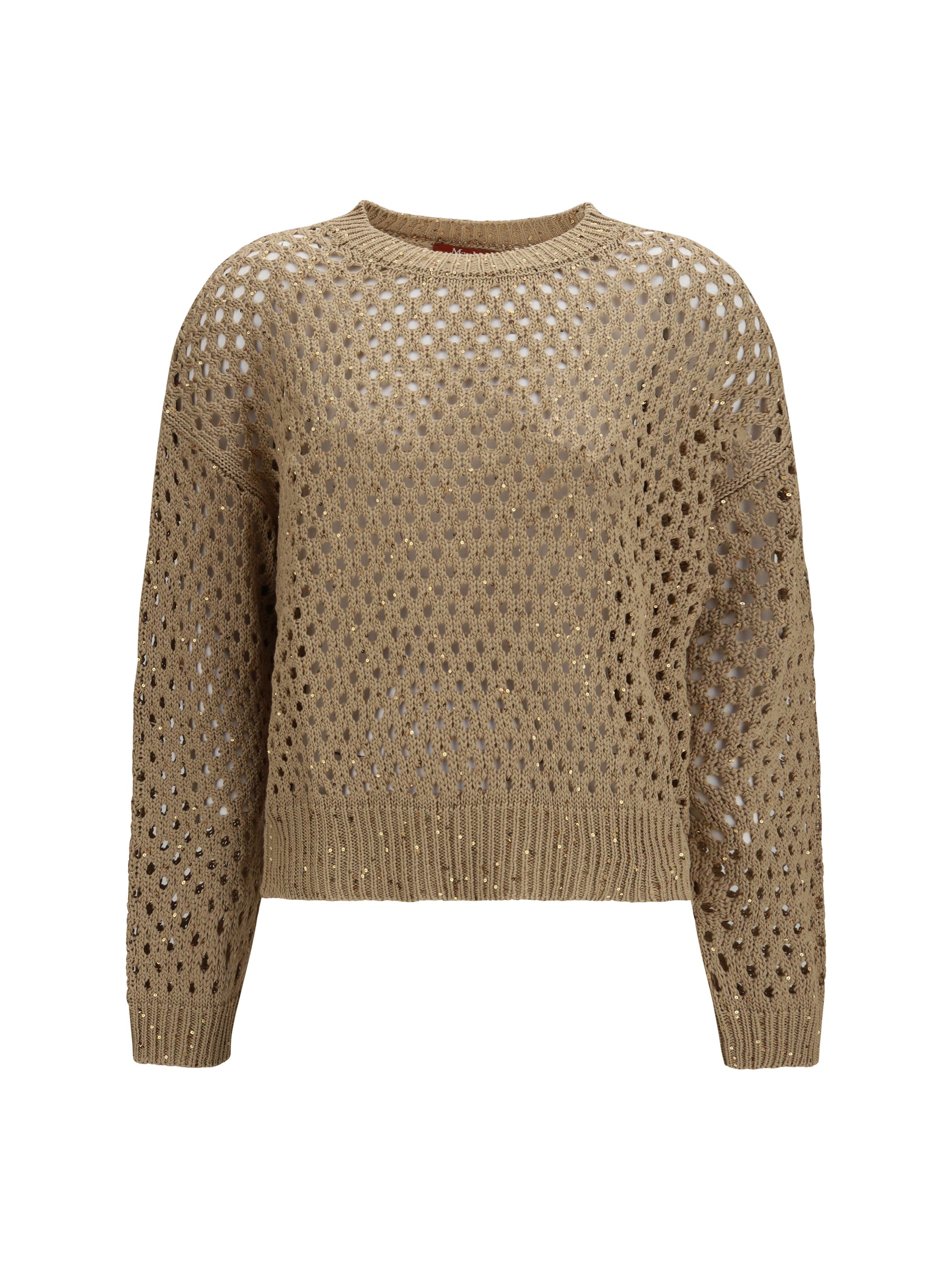 Max Mara Studio Women Open Knit Cotton Sweater With Sequins MAX MARA STUDIO
