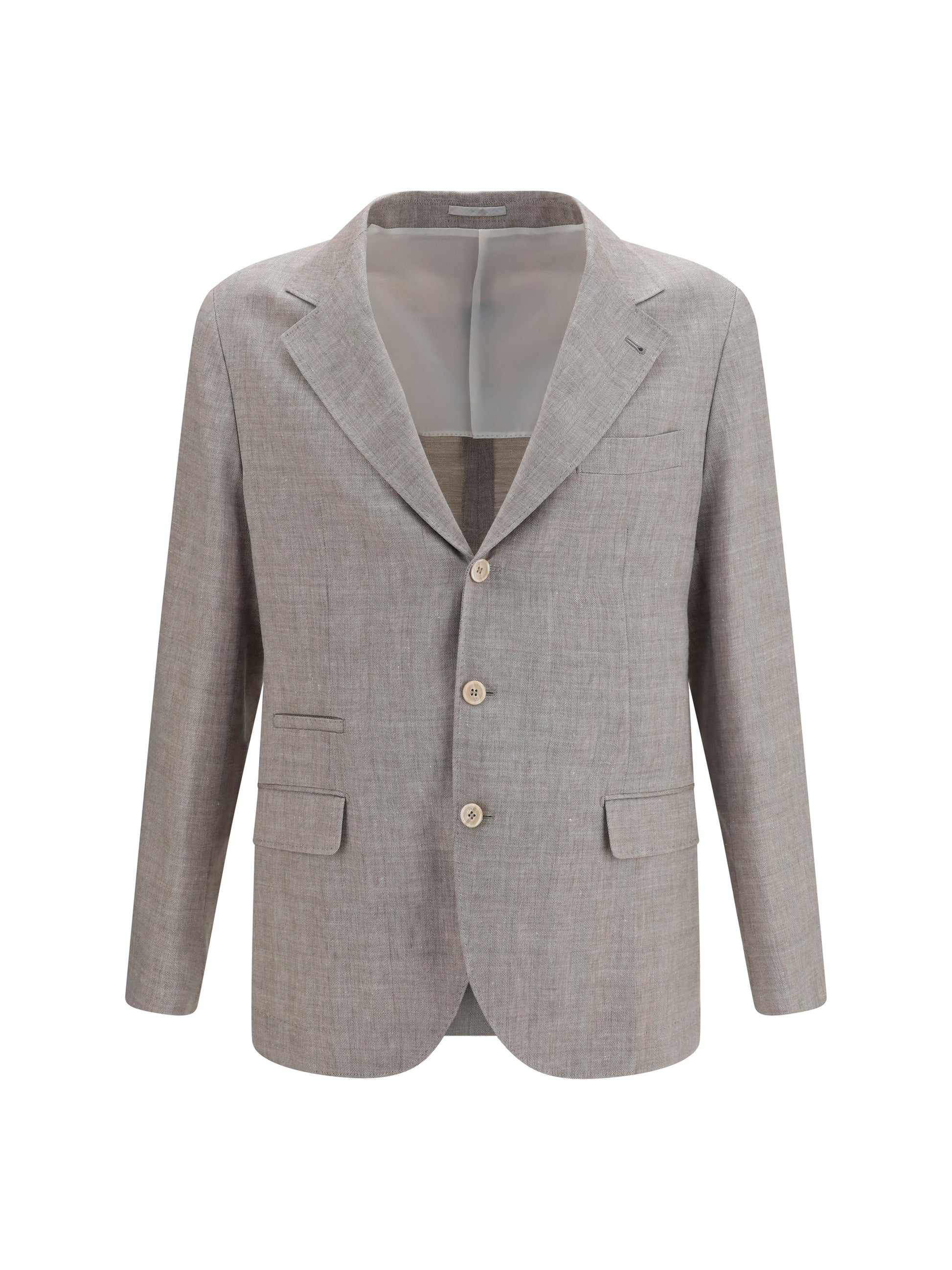 Brunello Cucinelli Men Deconstructed Linen And Wool Chevron Jacket BRUNELLO CUCINELLI