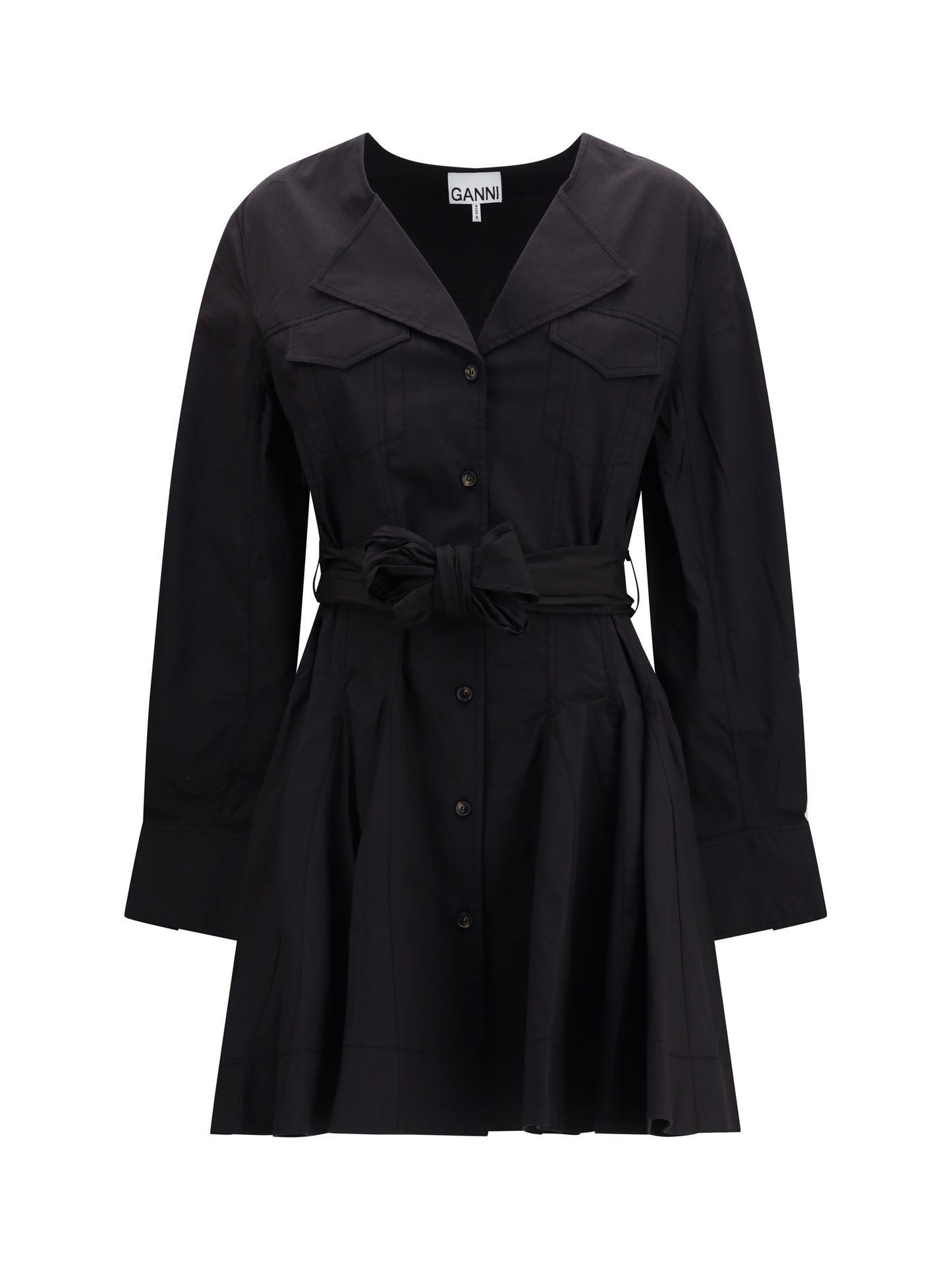 Ganni Women Short Shirt Dress With Belt GANNI