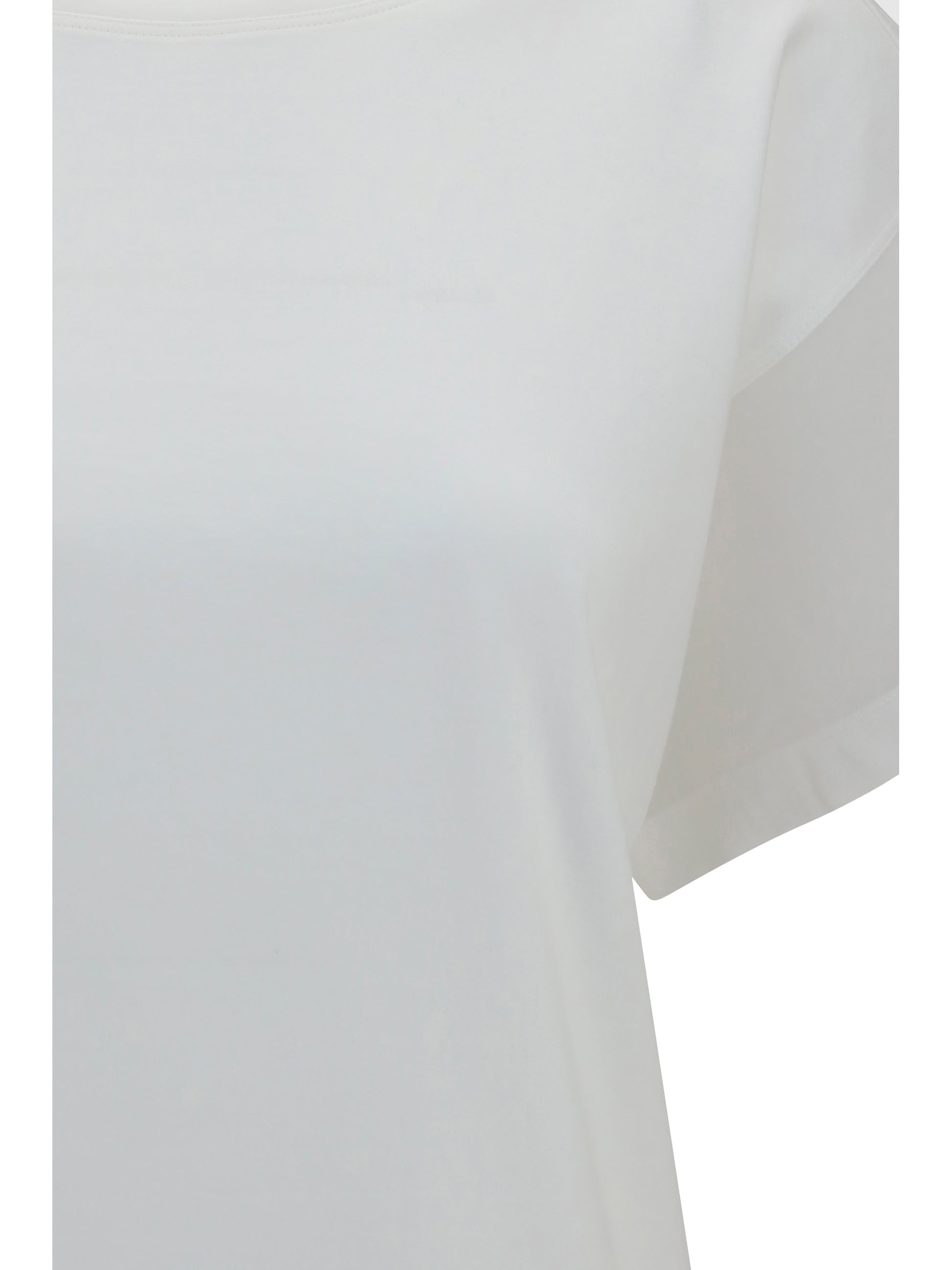 Brunello Cucinelli Women Cotton T-Shirt With Sheer Sleeves And Side Panels BRUNELLO CUCINELLI