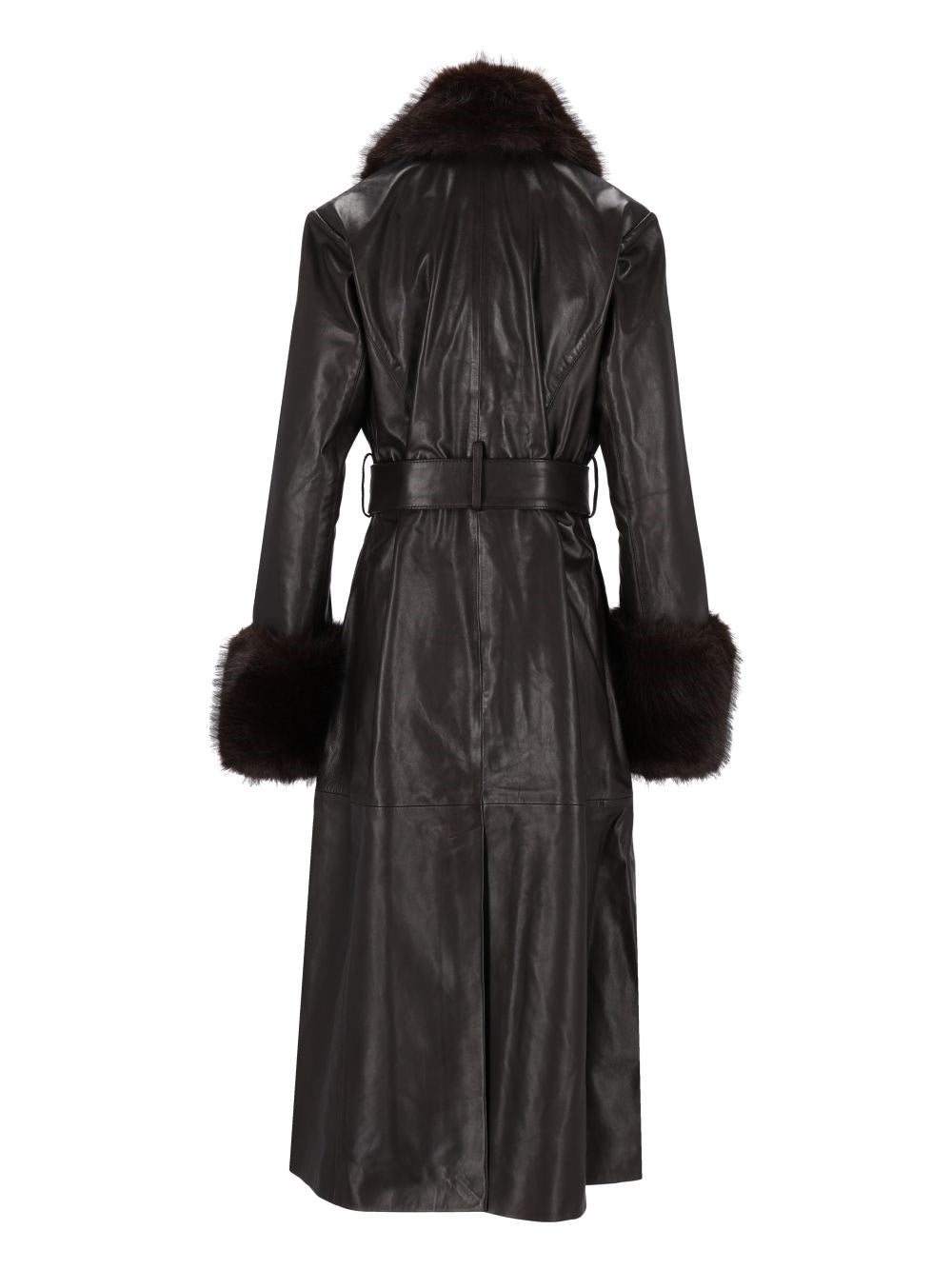 Rotate Women Leather Coat With Faux-Fur Collar ROTATE