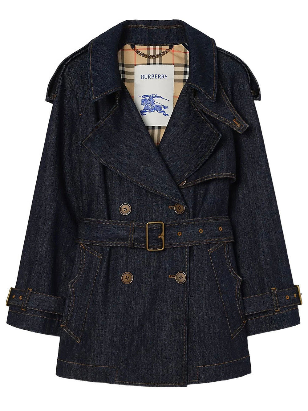 Burberry Women Short Denim Fitzrovia Trench Coat BURBERRY