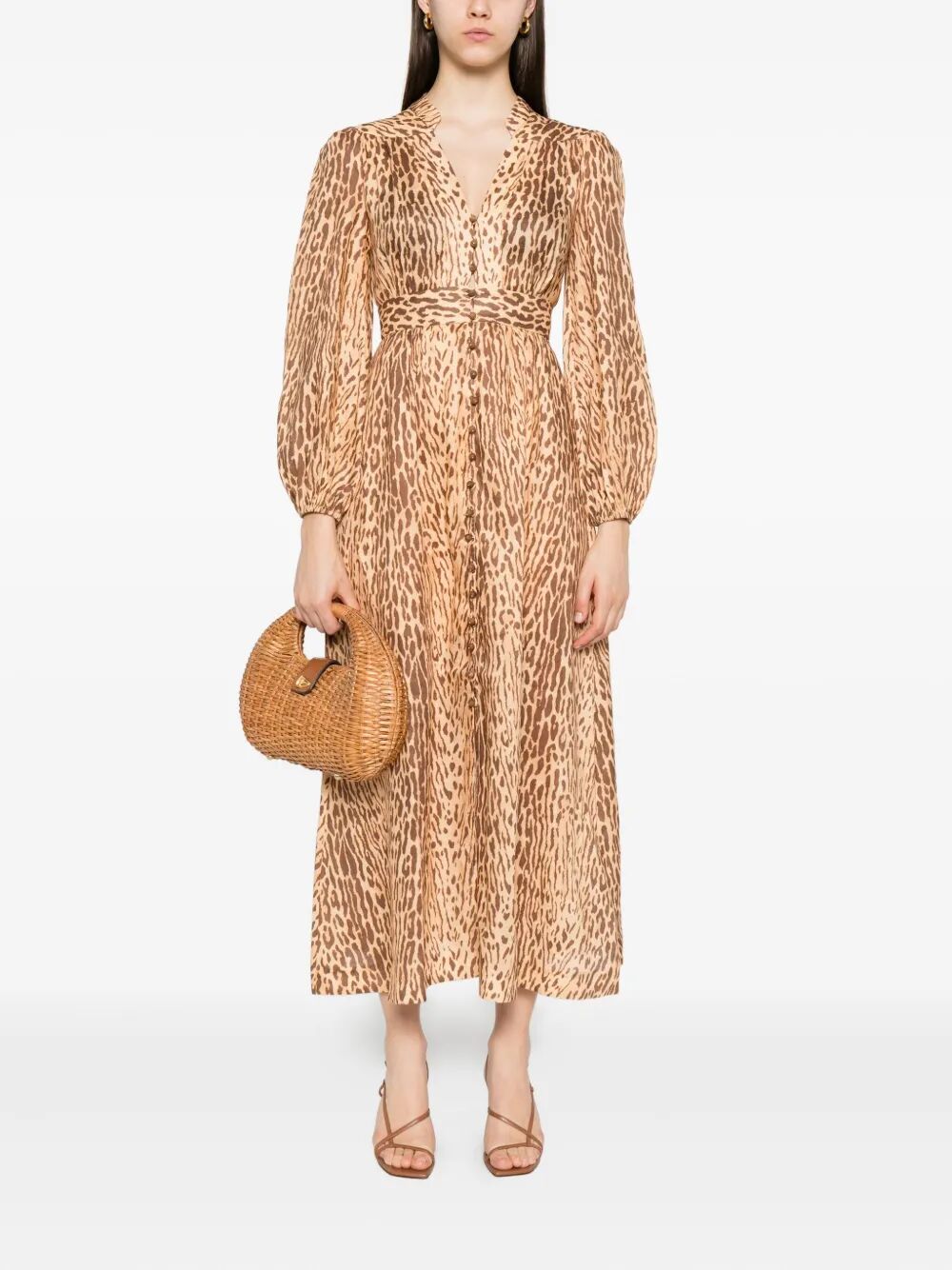 Zimmermann Women Cascadian Plunge Midi Dress ZIMMERMANN