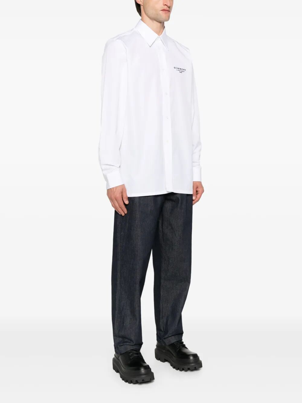 Givenchy Men Classic Fit Shirt With Givenchy Logo Print GIVENCHY