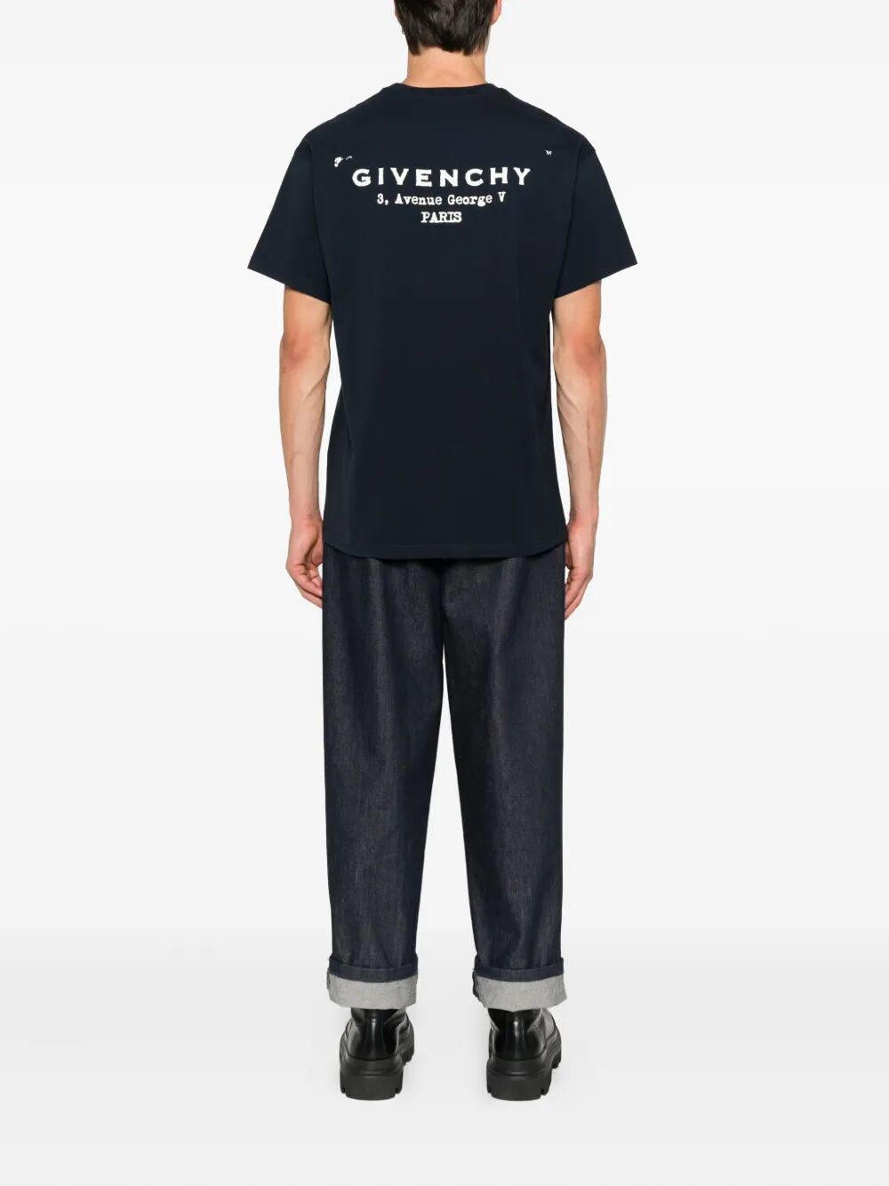 Givenchy Men Cotton T-Shirt With Givenchy Stamp Print GIVENCHY