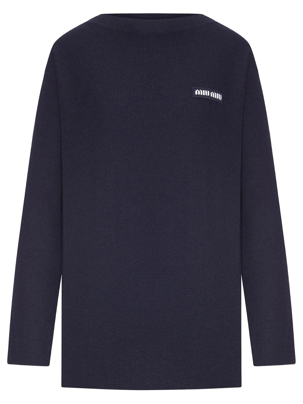 Miu Miu Women Logo-Patch Ribbed-Knit Sweater MIU MIU