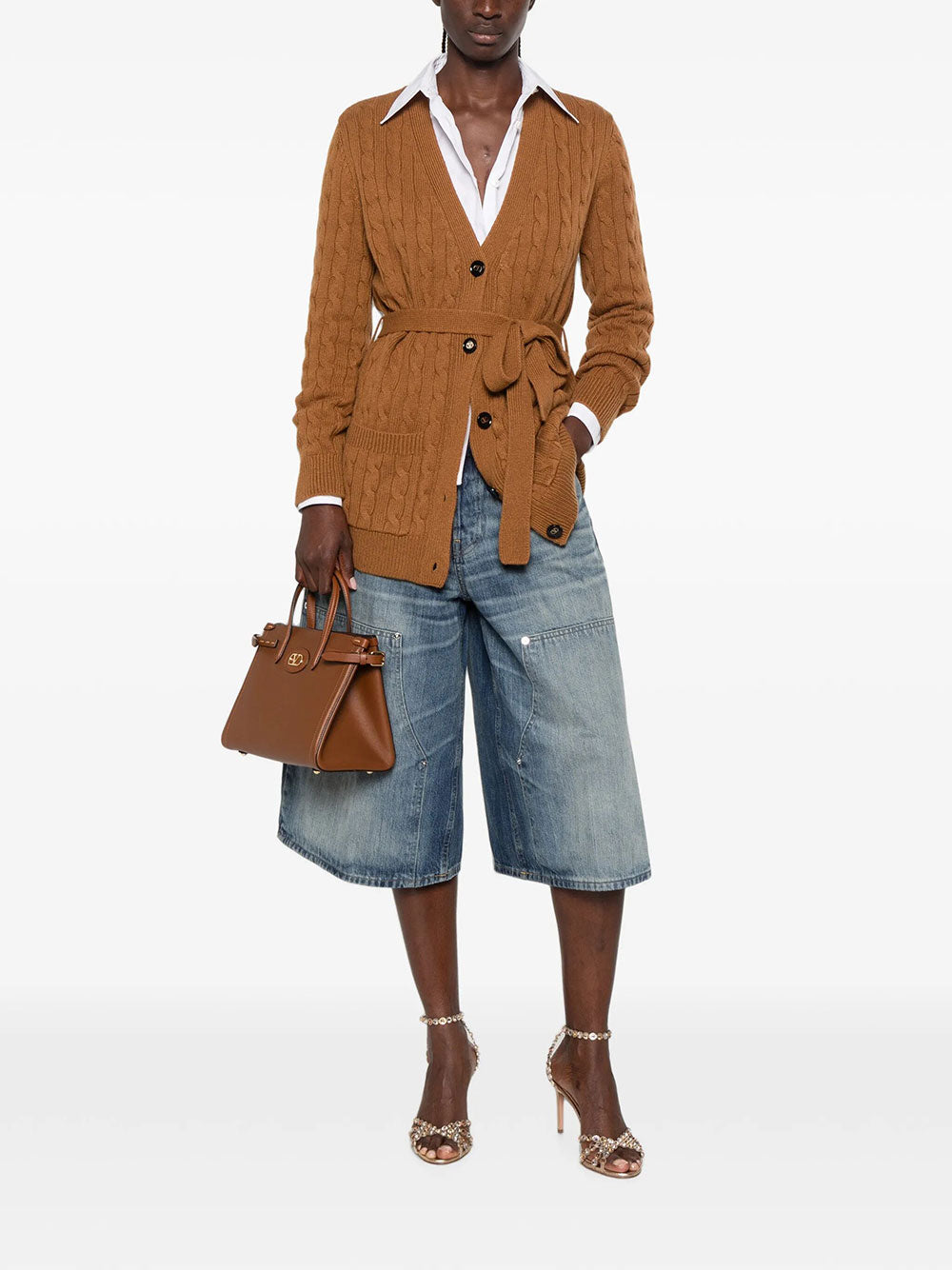 Valentino Garavani Women Cable-Knit Belted Cashmere Cardigan VALENTINO GARAVANI