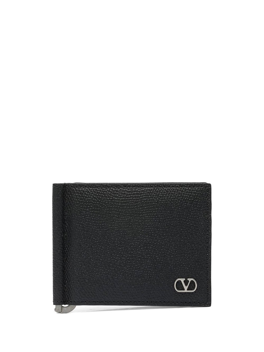 Valentino Garavani Men Vlogo Grained Leather Bi-Fold Card Holder With Money Clip VALENTINO GARAVANI