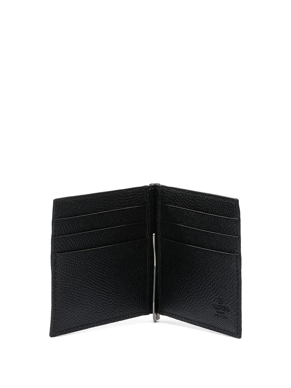 Valentino Garavani Men Vlogo Grained Leather Bi-Fold Card Holder With Money Clip VALENTINO GARAVANI