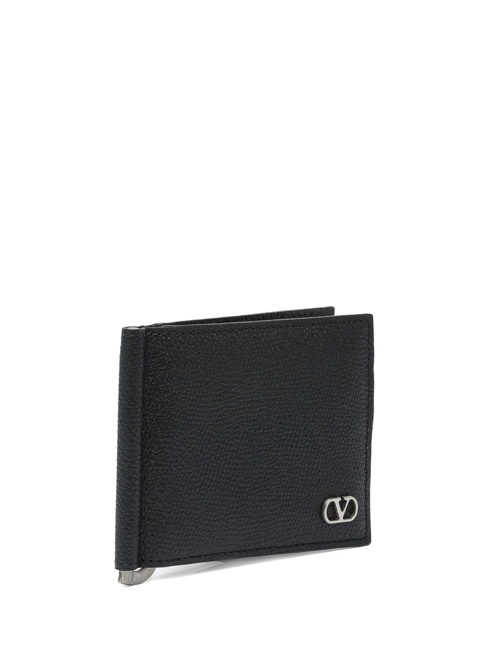 Valentino Garavani Men Vlogo Grained Leather Bi-Fold Card Holder With Money Clip VALENTINO GARAVANI