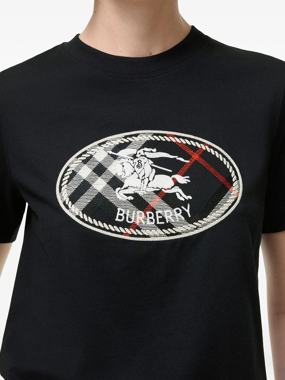 Burberry Women Check Knight Stamp Cotton T-Shirt BURBERRY