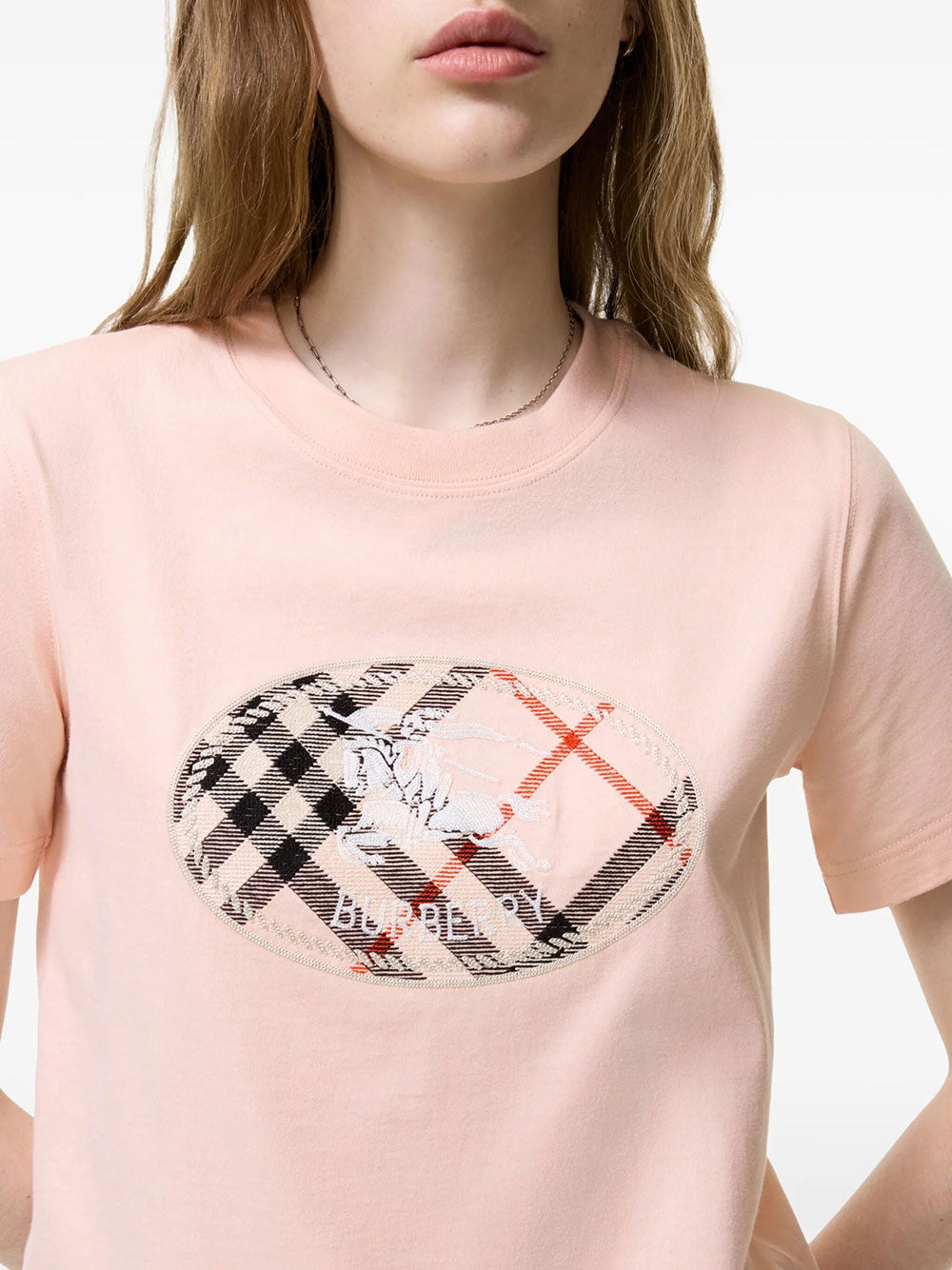 Burberry Women Check Knight Stamp Cotton T-Shirt BURBERRY
