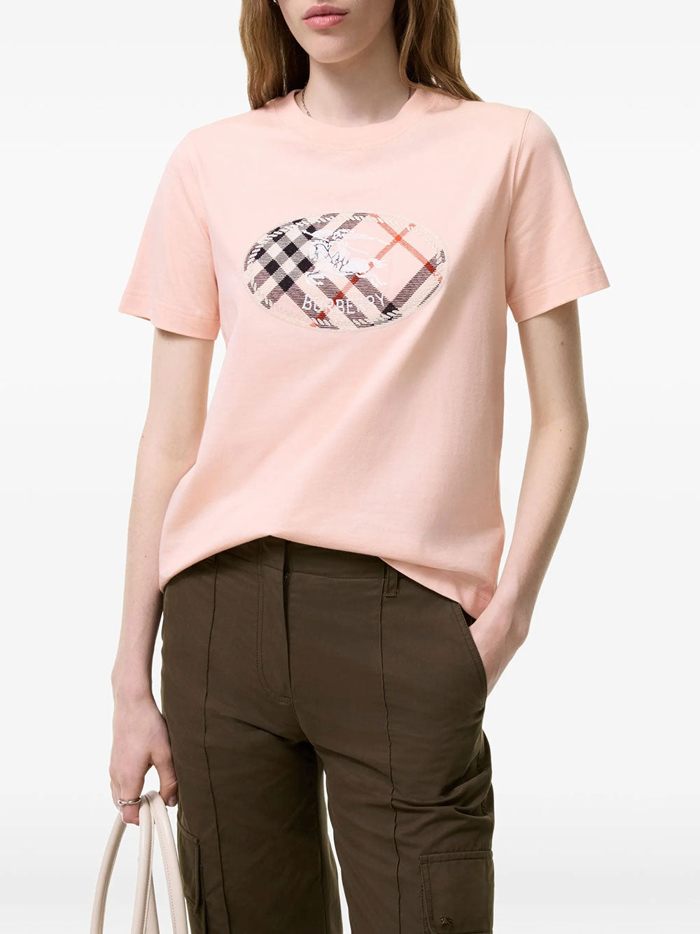 Burberry Women Check Knight Stamp Cotton T-Shirt BURBERRY