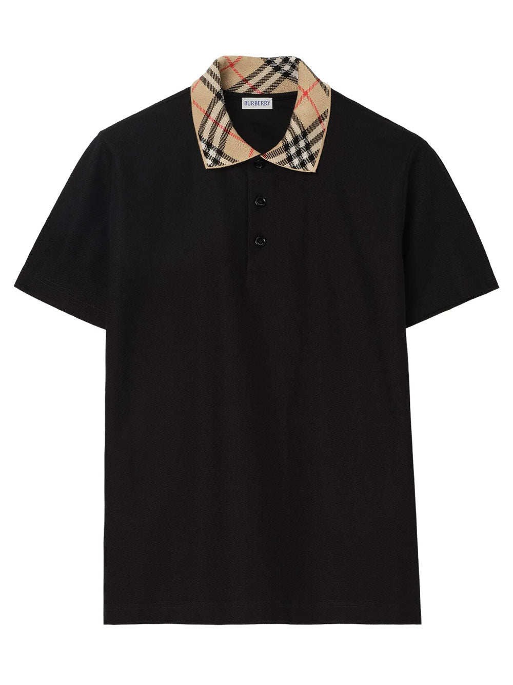 Burberry Men Check-Collar Cotton Polo Shirt BURBERRY
