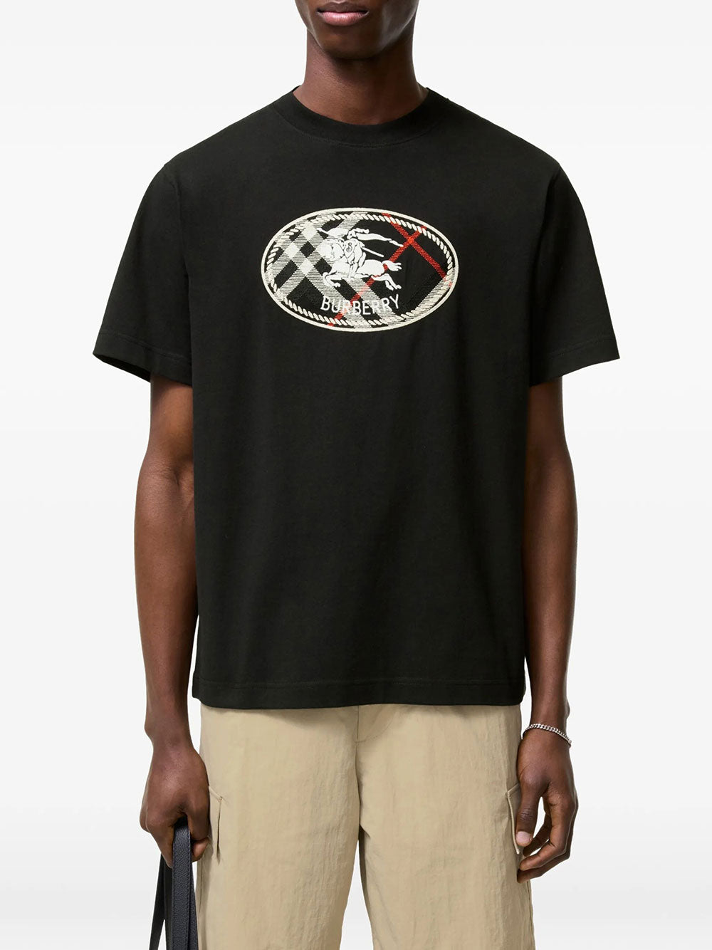 Burberry Men Check Knight Stamp Cotton T-Shirt BURBERRY