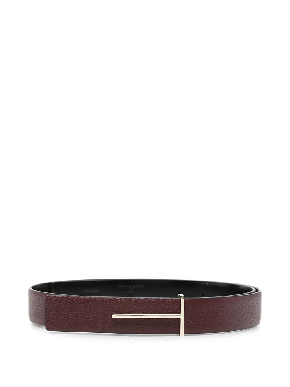 Tom Ford Women Grained Leather And Spazzolato Leather Slim T Belt TOM FORD
