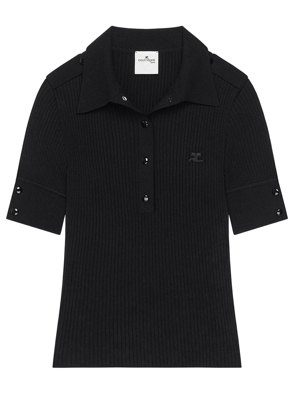 Courreges Women Classic Rib Knit Short Sleeved Polo COURREGES