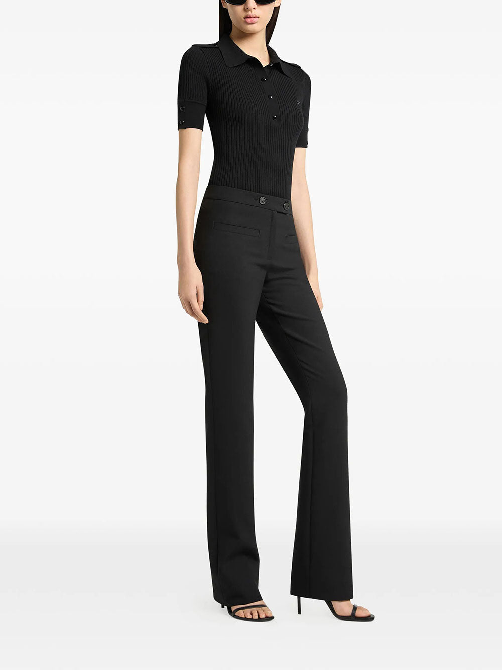 Courreges Women Classic Rib Knit Short Sleeved Polo COURREGES