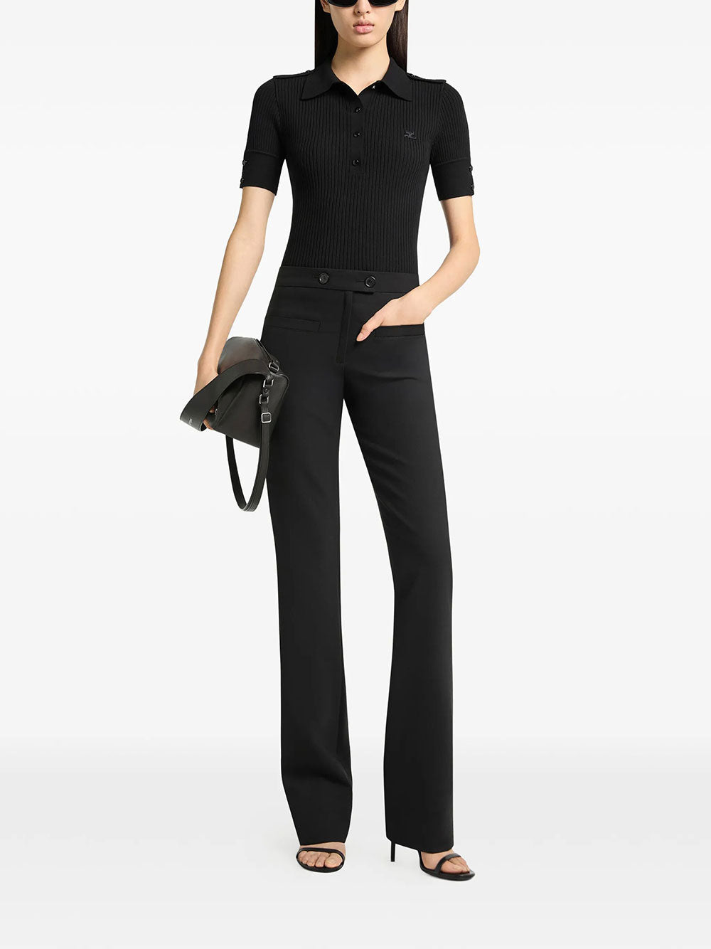 Courreges Women Classic Rib Knit Short Sleeved Polo COURREGES