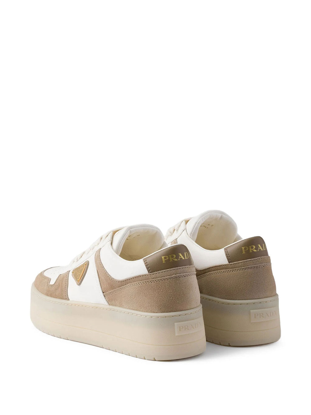 Prada Women Downtown Bold Nappa Leather And Suede Sneakers PRADA
