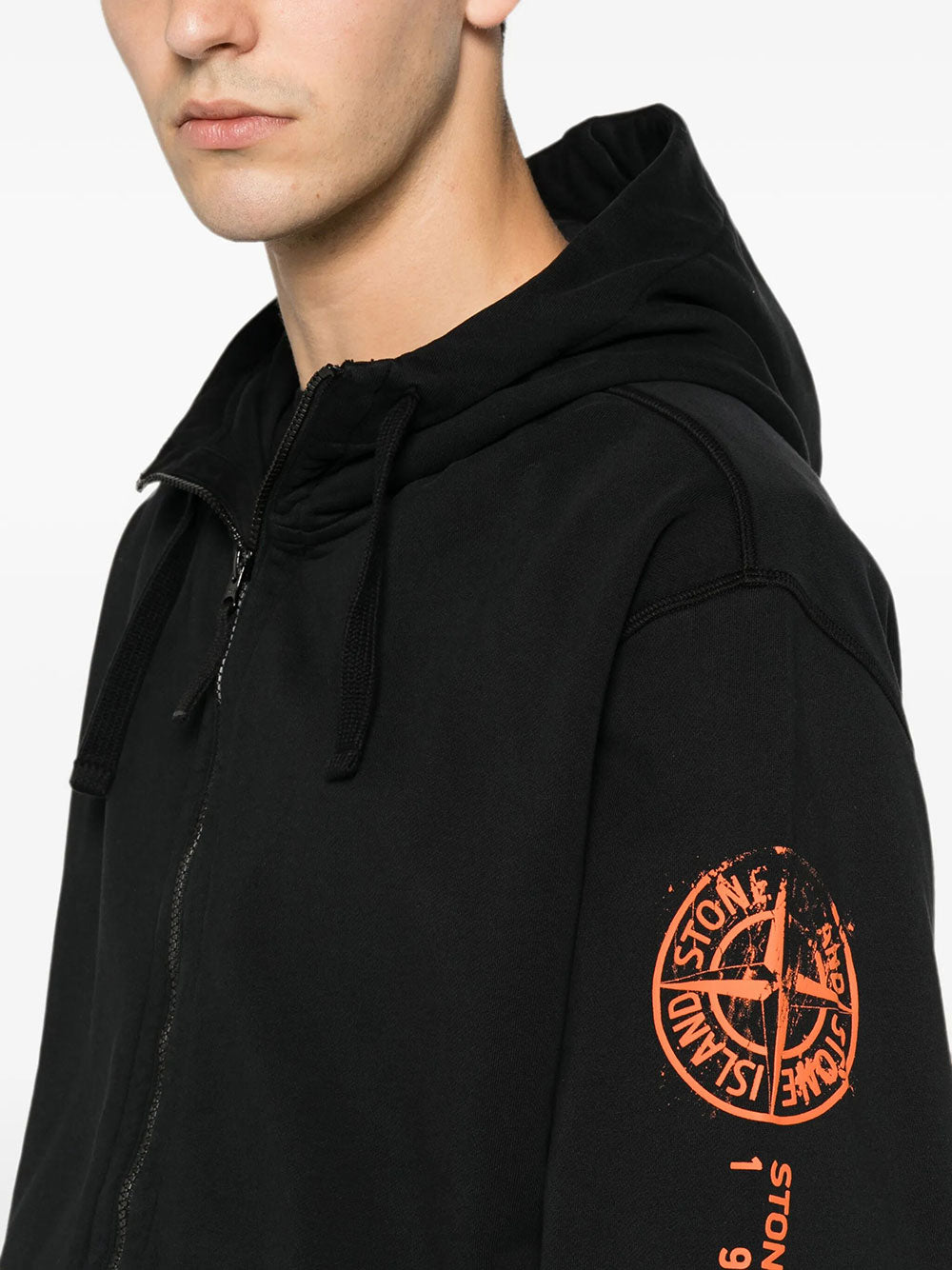 Stone Island Men Oversized-Fit Zip-Up Sweatshirt With `Vertical Placement` Print STONE ISLAND