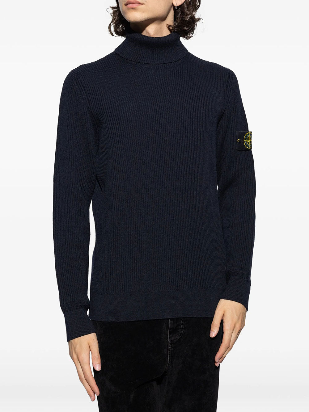 Stone Island Men Wool Turtleneck Sweater In Full Ribs STONE ISLAND