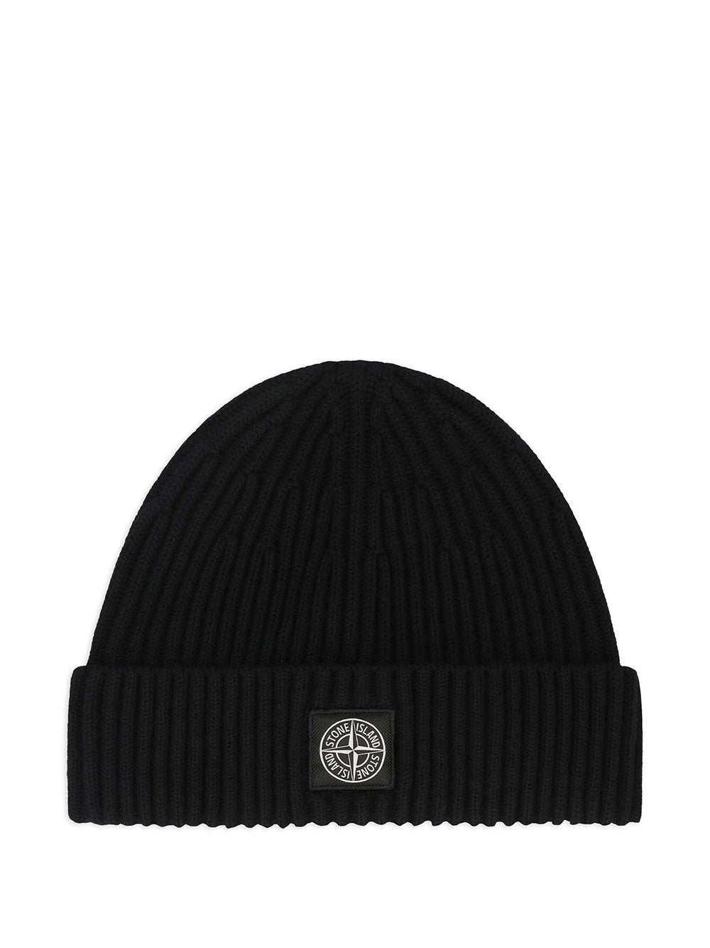 Stone Island Men Ribbed Wool Beanie With Compass Patch STONE ISLAND