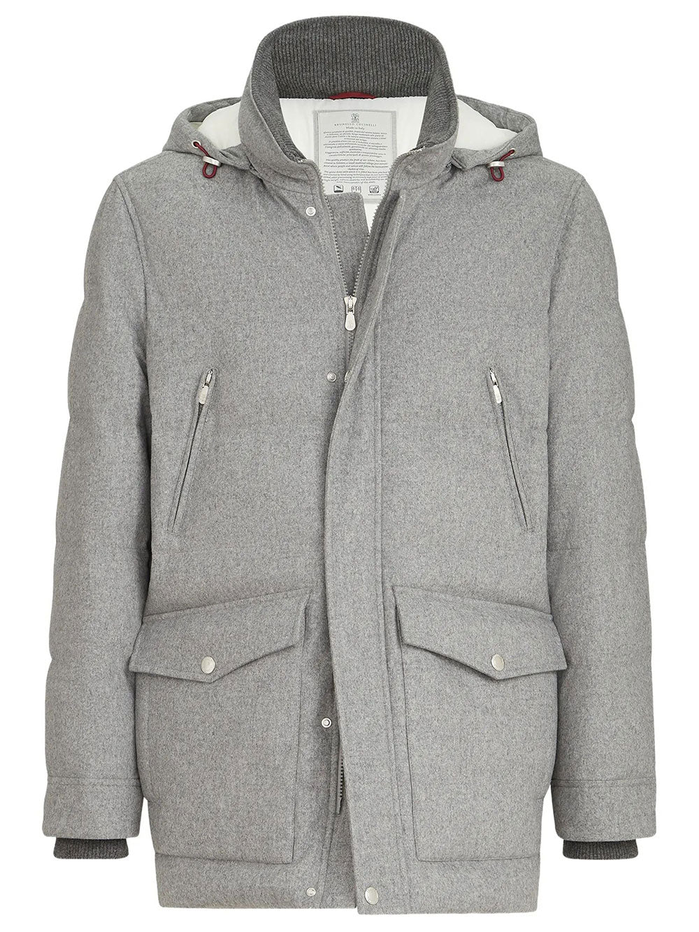 Brunello Cucinelli Men Bonded Wool Flannel Down Parka With Detachable Hood BRUNELLO CUCINELLI