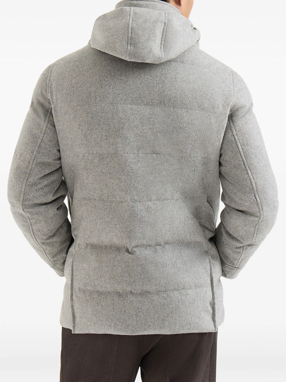 Brunello Cucinelli Men Bonded Wool Flannel Down Parka With Detachable Hood BRUNELLO CUCINELLI