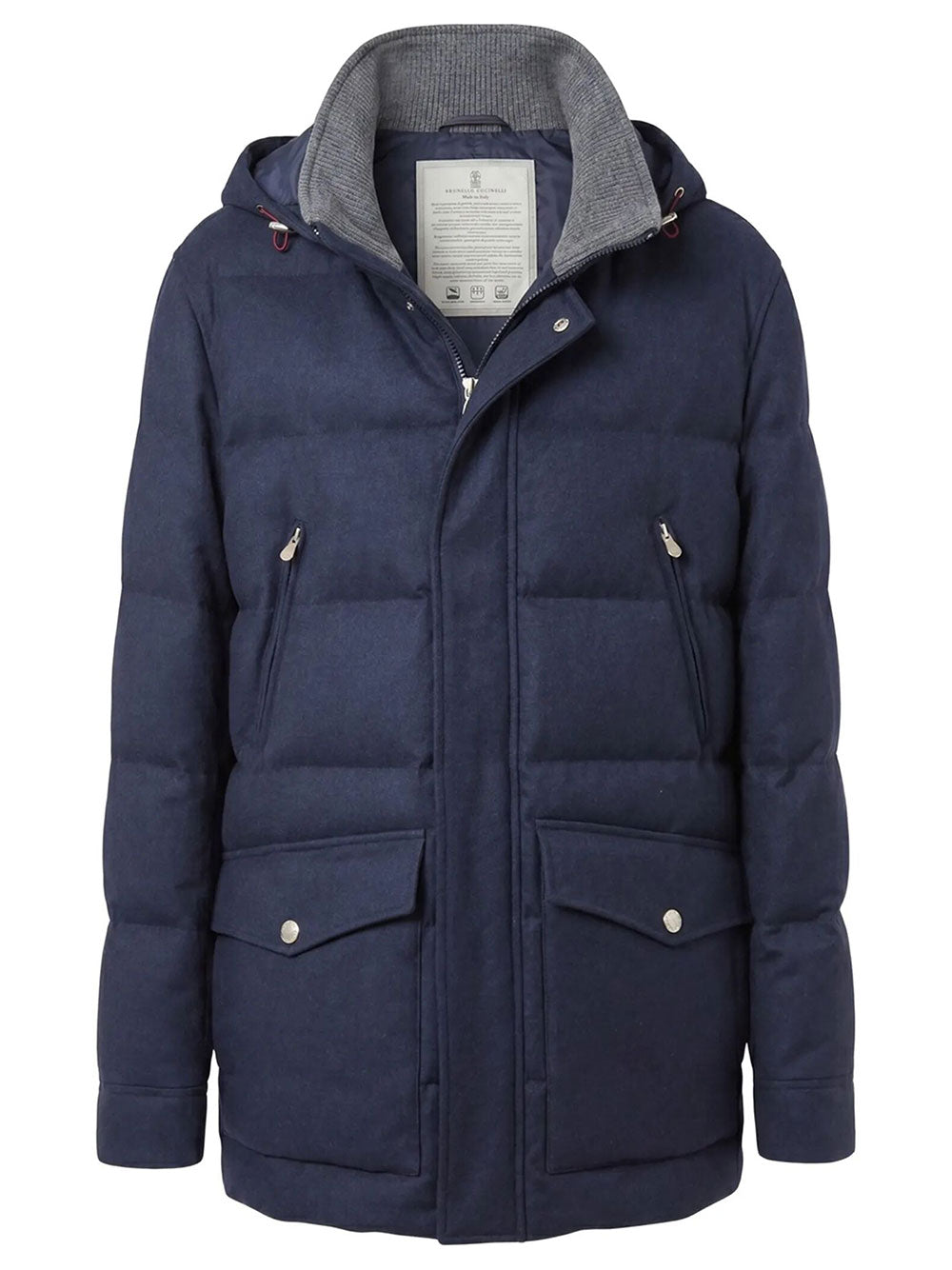 Brunello Cucinelli Men Bonded Wool Flannel Down Parka With Detachable Hood BRUNELLO CUCINELLI