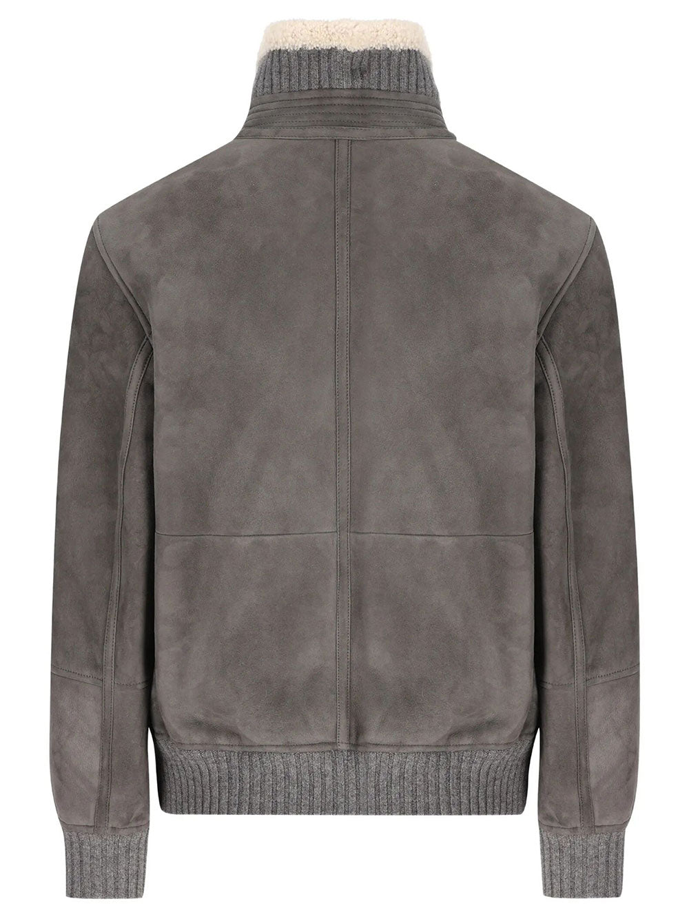 Brunello Cucinelli Men Leather Bomber Jacket With Sheep Lining BRUNELLO CUCINELLI