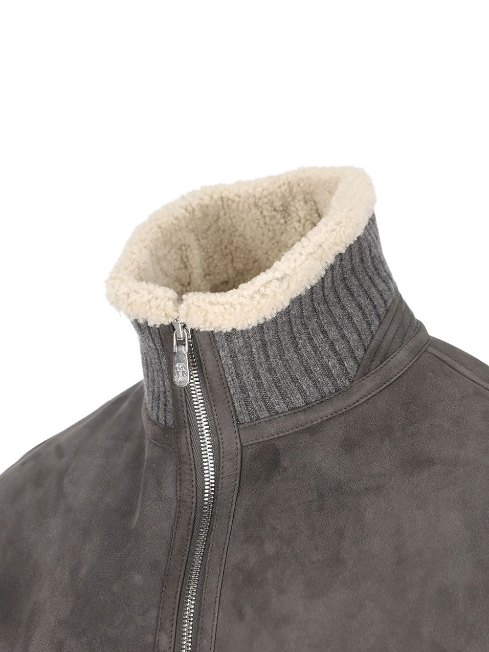 Brunello Cucinelli Men Leather Bomber Jacket With Sheep Lining BRUNELLO CUCINELLI