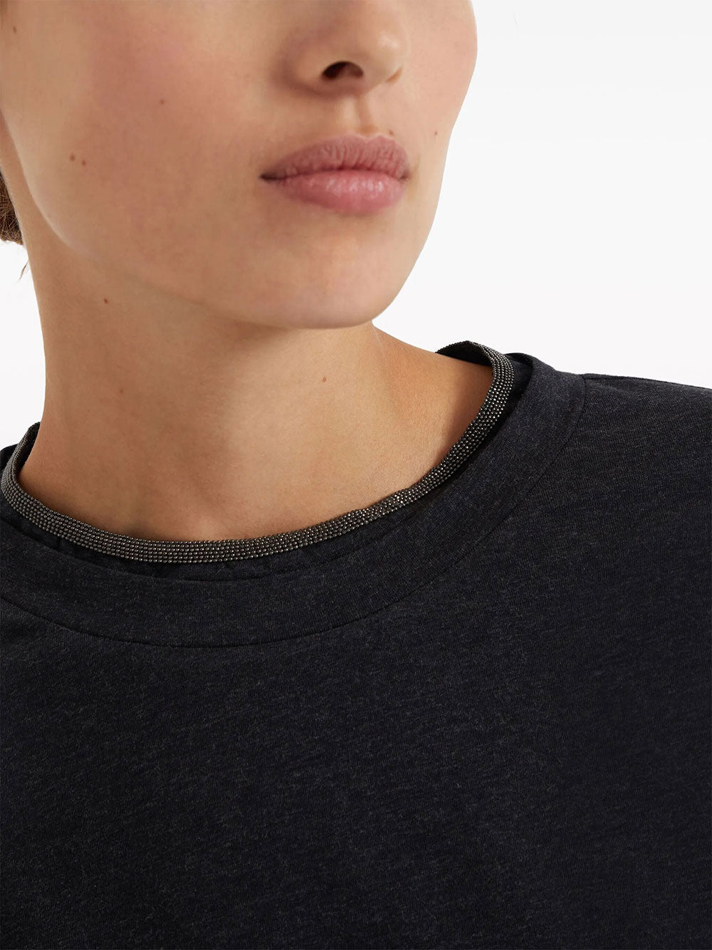 Brunello Cucinelli Women Stretch Cotton Jersey T-Shirt With Precious Faux Layering BRUNELLO CUCINELLI