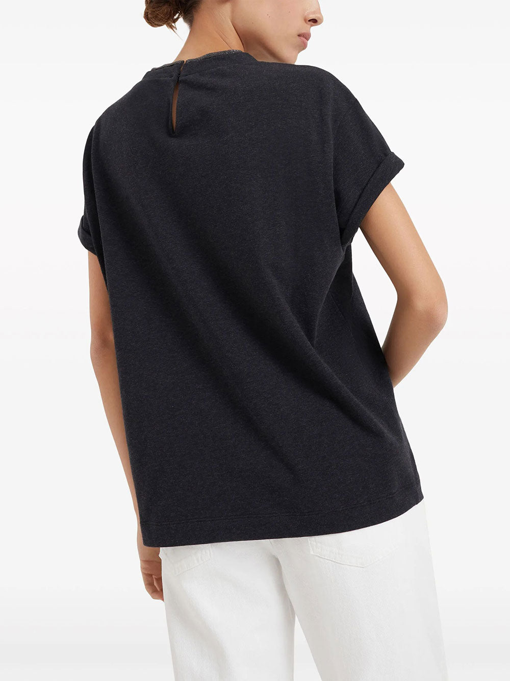 Brunello Cucinelli Women Stretch Cotton Jersey T-Shirt With Precious Faux Layering BRUNELLO CUCINELLI
