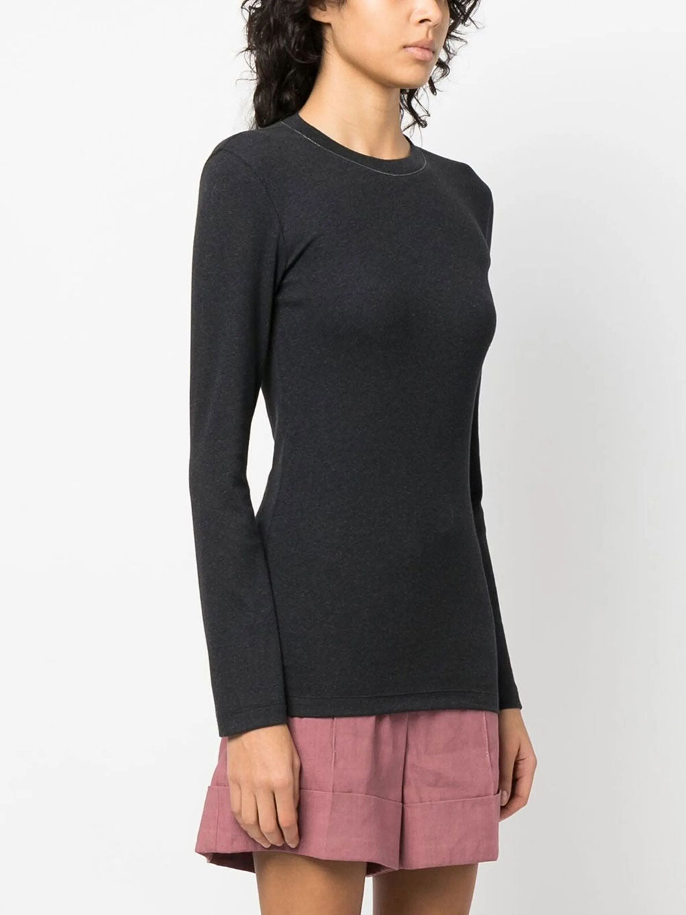 Brunello Cucinelli Women Chain Collar Long-Sleeved Fitted Top BRUNELLO CUCINELLI