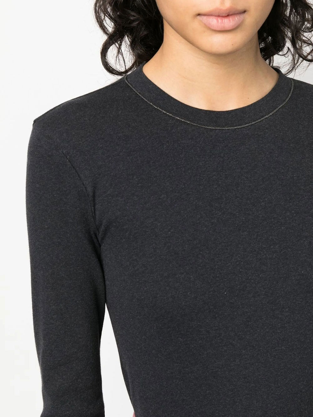 Brunello Cucinelli Women Chain Collar Long-Sleeved Fitted Top BRUNELLO CUCINELLI