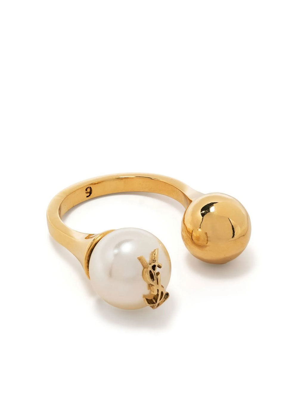Saint Laurent Women Cassandre Pearl And Ball Ring In Metal SAINT LAURENT