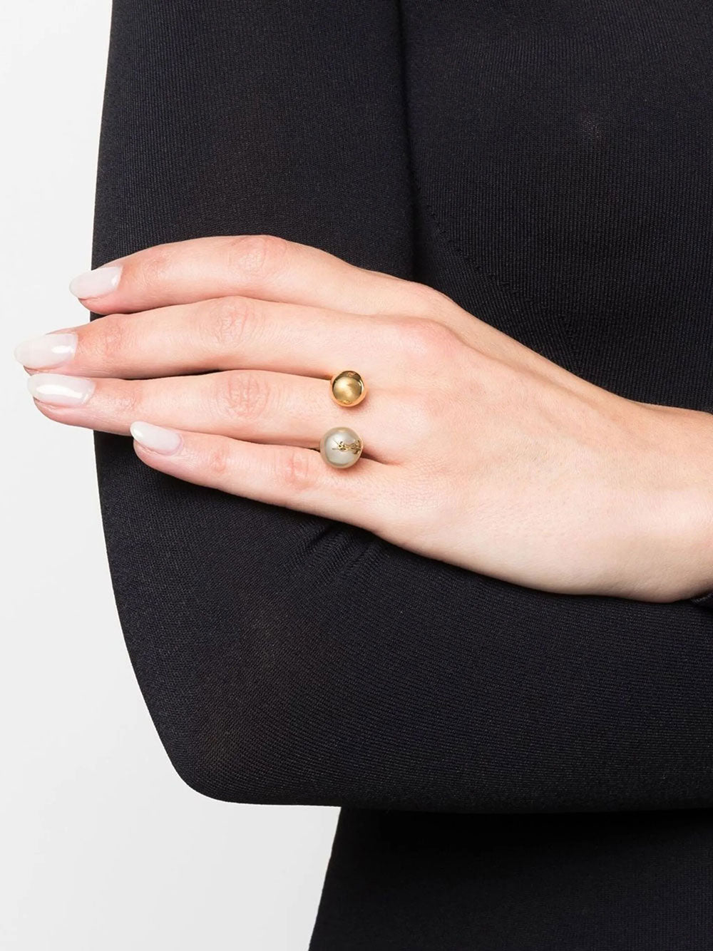 Saint Laurent Women Cassandre Pearl And Ball Ring In Metal SAINT LAURENT