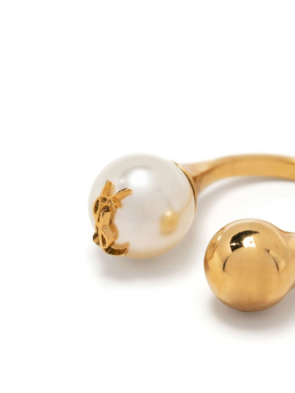 Saint Laurent Women Cassandre Pearl And Ball Ring In Metal SAINT LAURENT