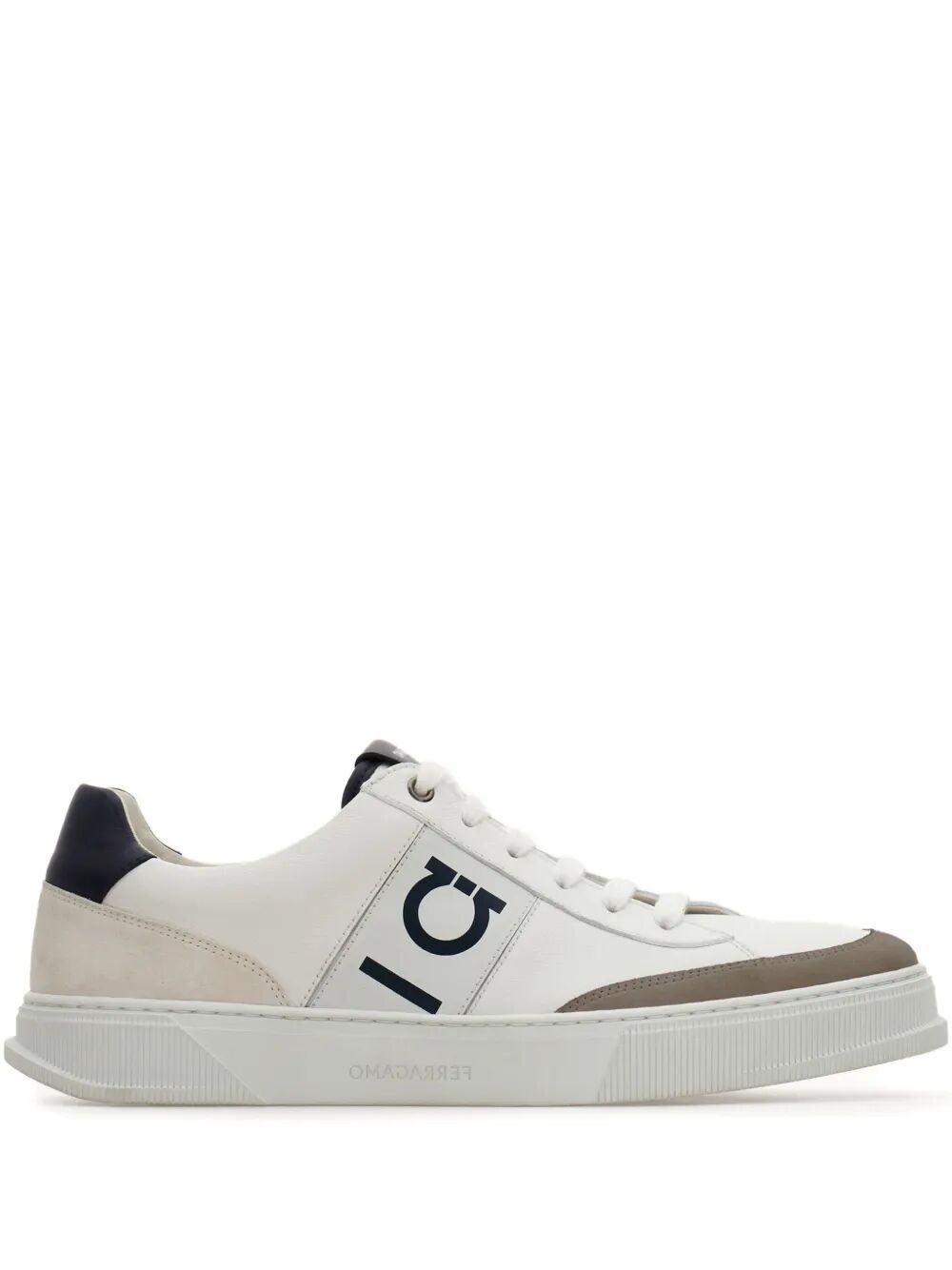 Ferragamo Men Alaska Leather And Suede Sneaker With Gancini Detail FERRAGAMO