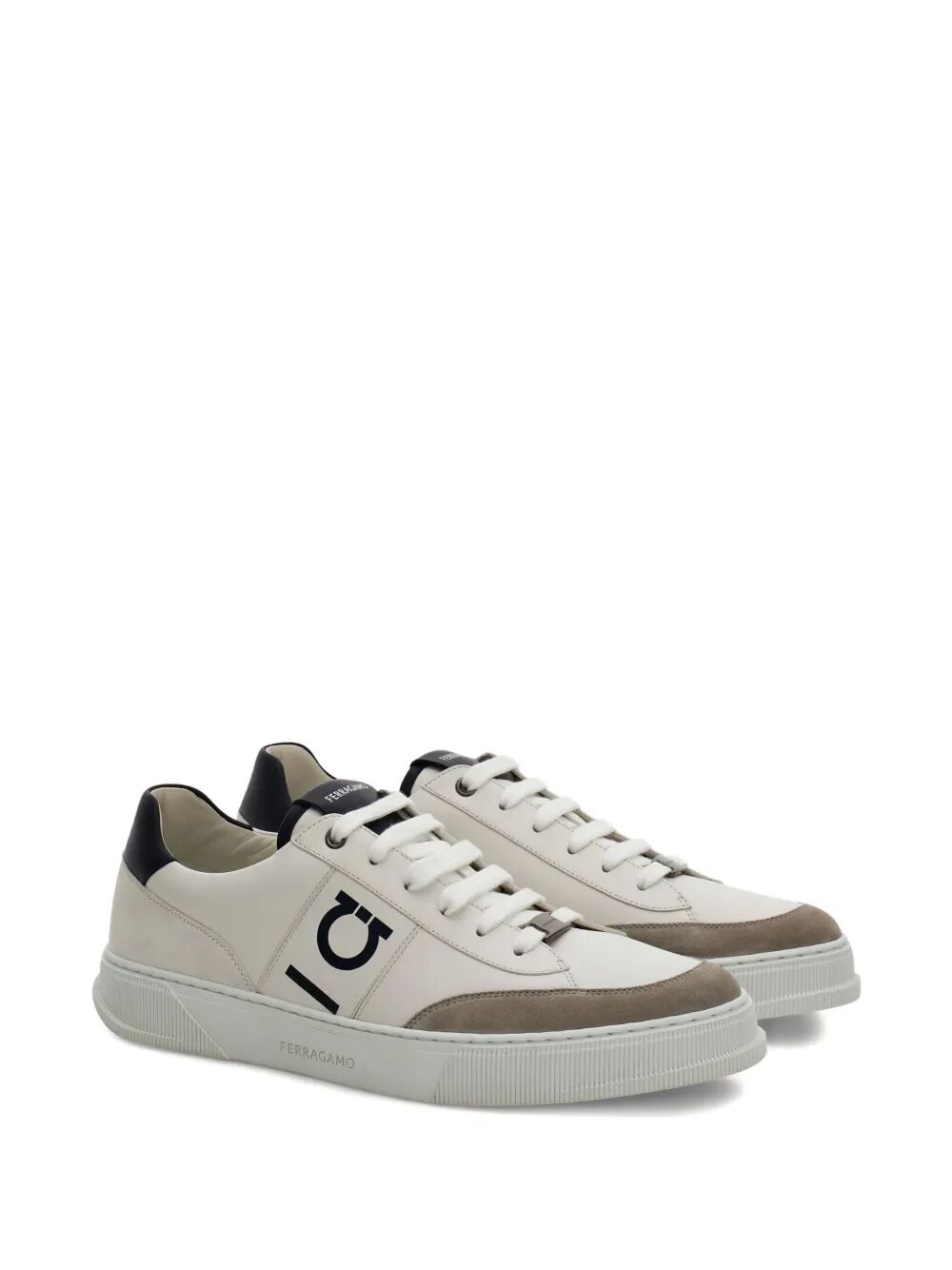 Ferragamo Men Alaska Leather And Suede Sneaker With Gancini Detail FERRAGAMO
