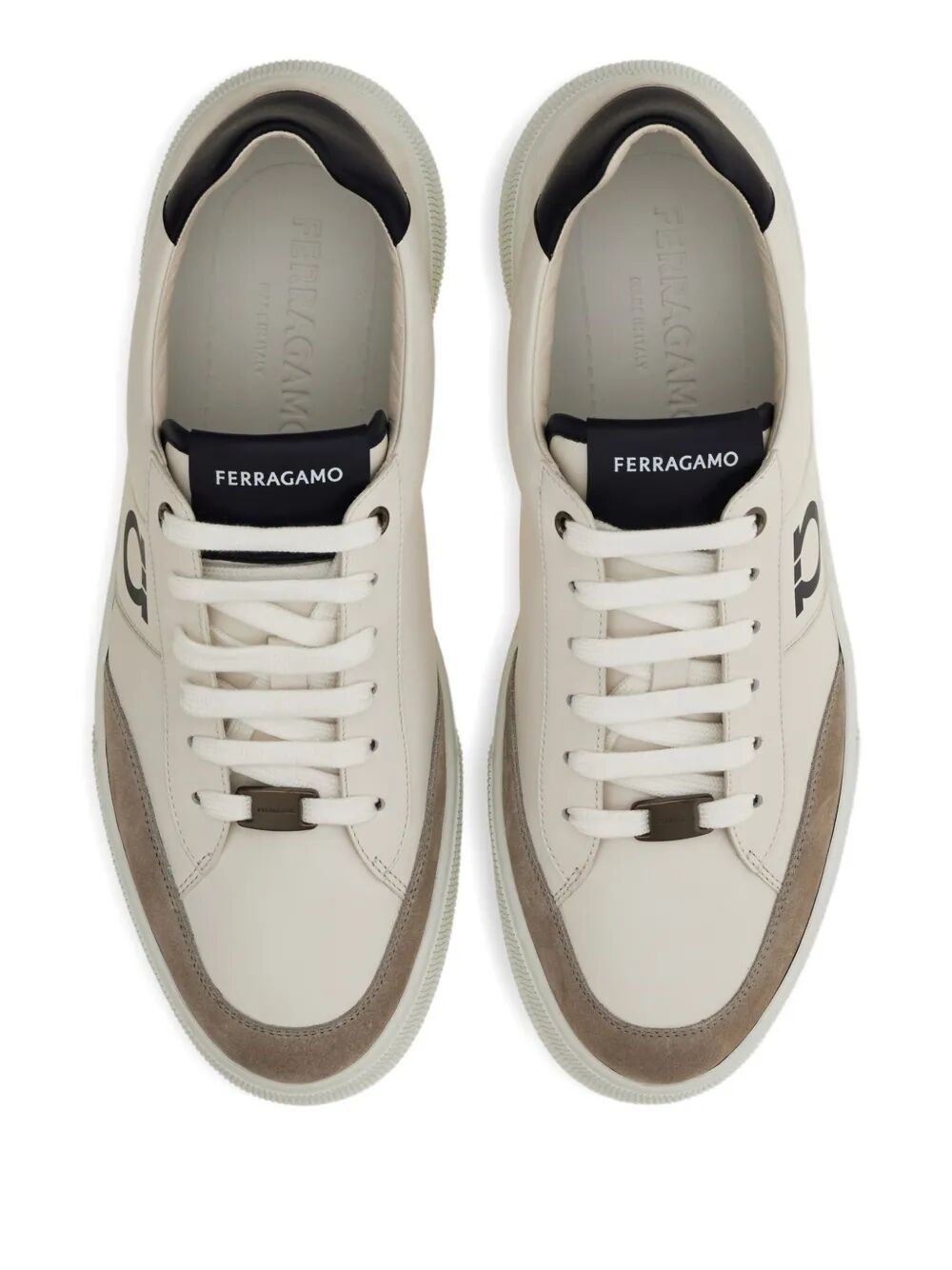 Ferragamo Men Alaska Leather And Suede Sneaker With Gancini Detail FERRAGAMO