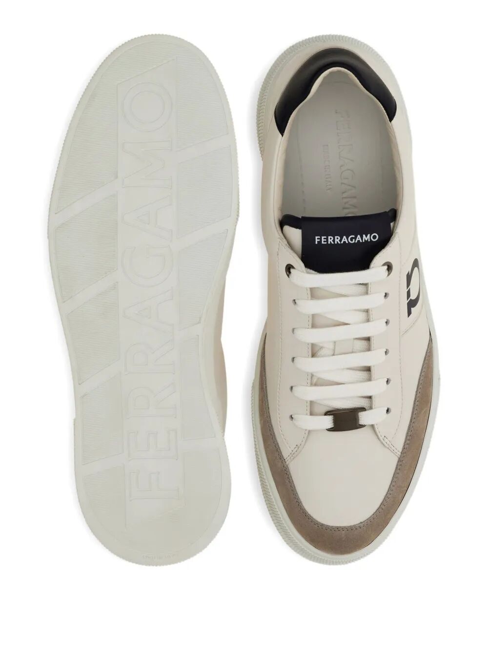 Ferragamo Men Alaska Leather And Suede Sneaker With Gancini Detail FERRAGAMO