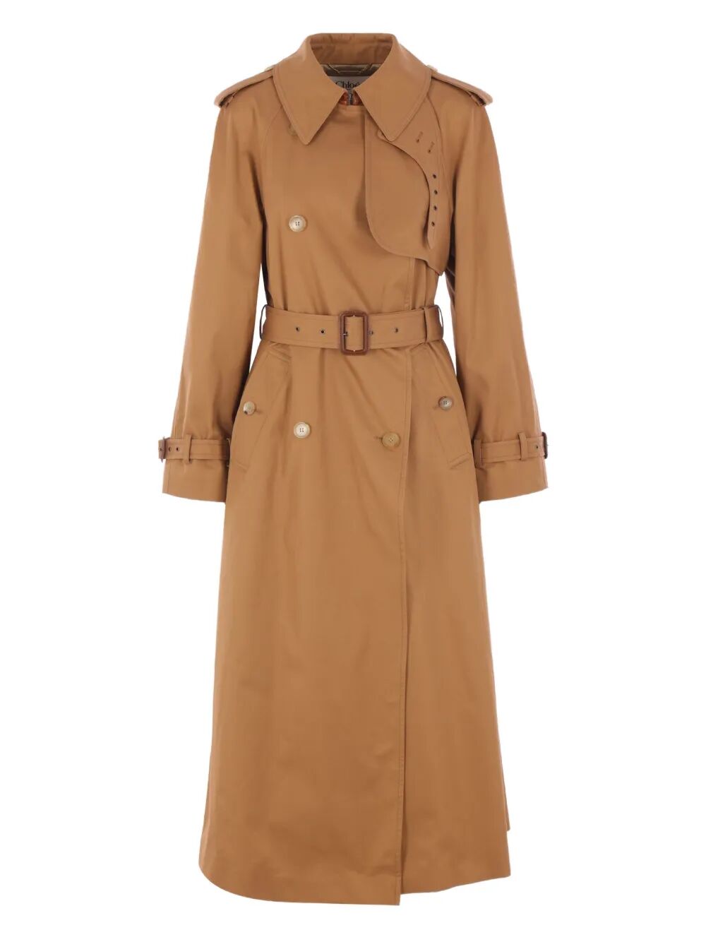 Chloe Women Cotton Gabardine Belted Long Trench Coat CHLOE