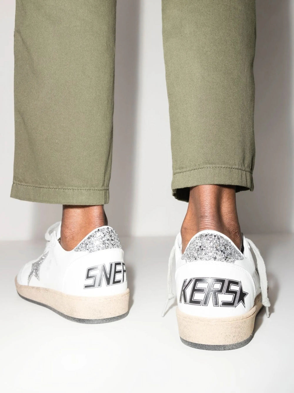 Golden Goose Women Ball Star Sneakers In Nappa With White Star And Glitter Heel Tab GOLDEN GOOSE