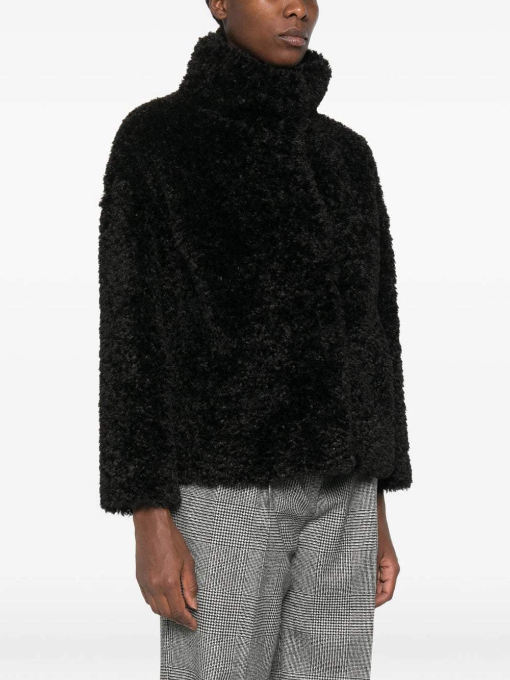 Herno Women Cappotto Corto A Collo Alto In Ecopelliccia HERNO