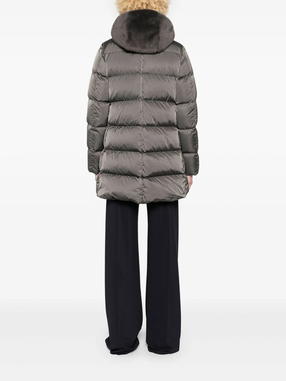 Herno Women Piumino A-Shape In Raso E Lady Alternative Fur HERNO