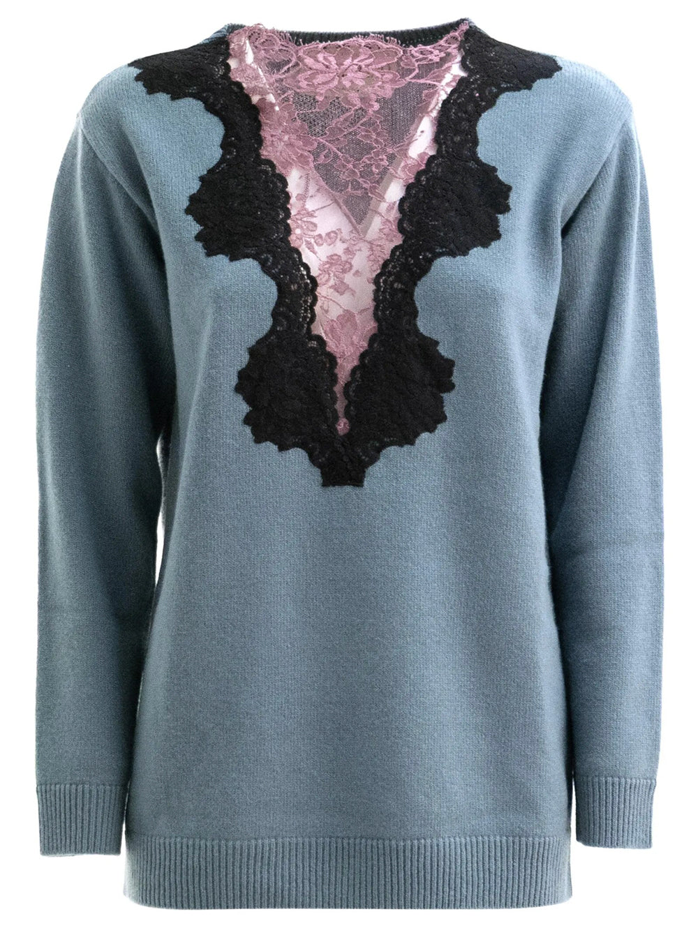 Valentino Garavani Women Maglia In Lana Con Scollo A V E Inserti In Pizzo VALENTINO GARAVANI