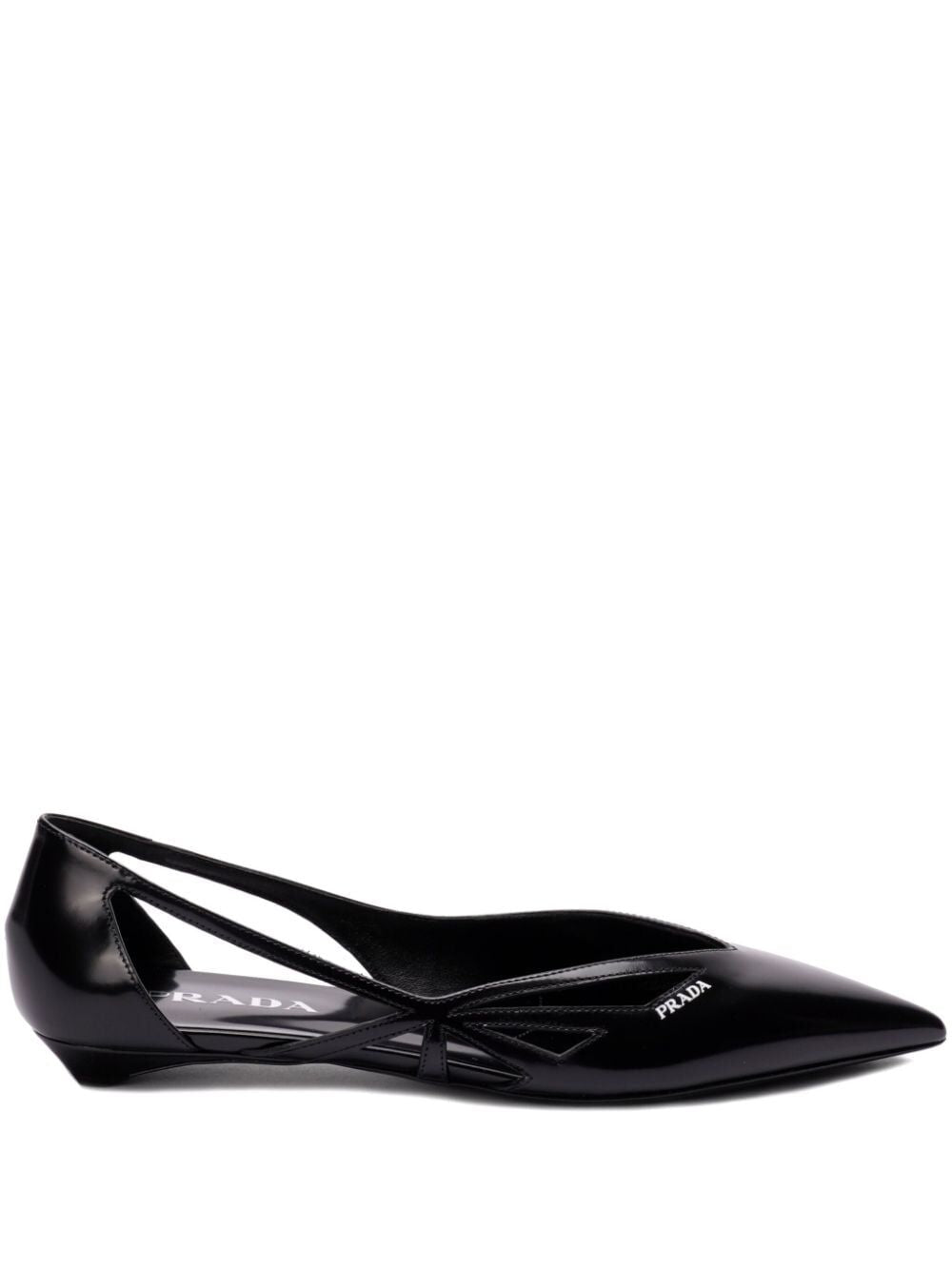 Prada Women Brushed Leather Cut-Out Ballerinas PRADA